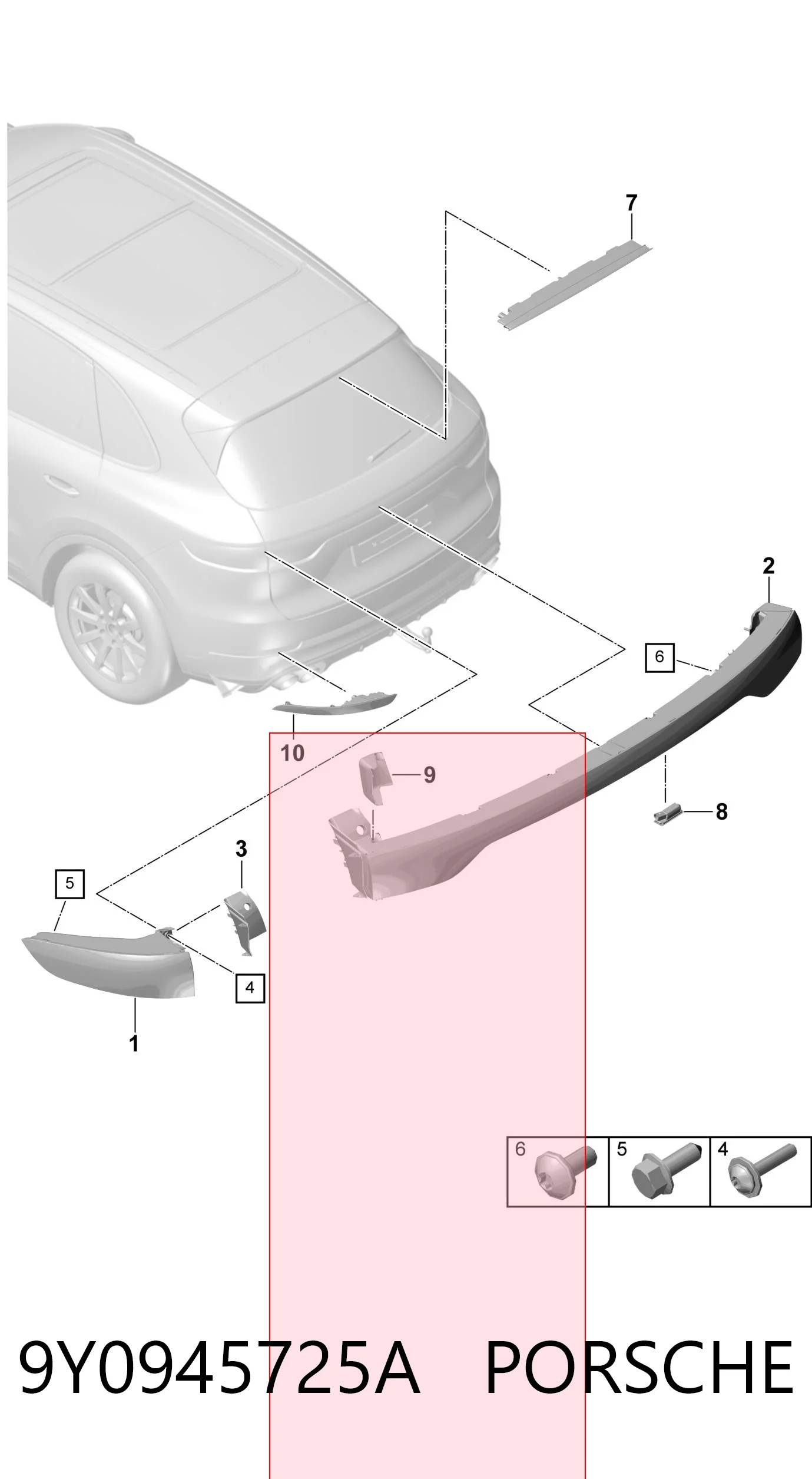 9Y0945725A Porsche Левый катафот бампера