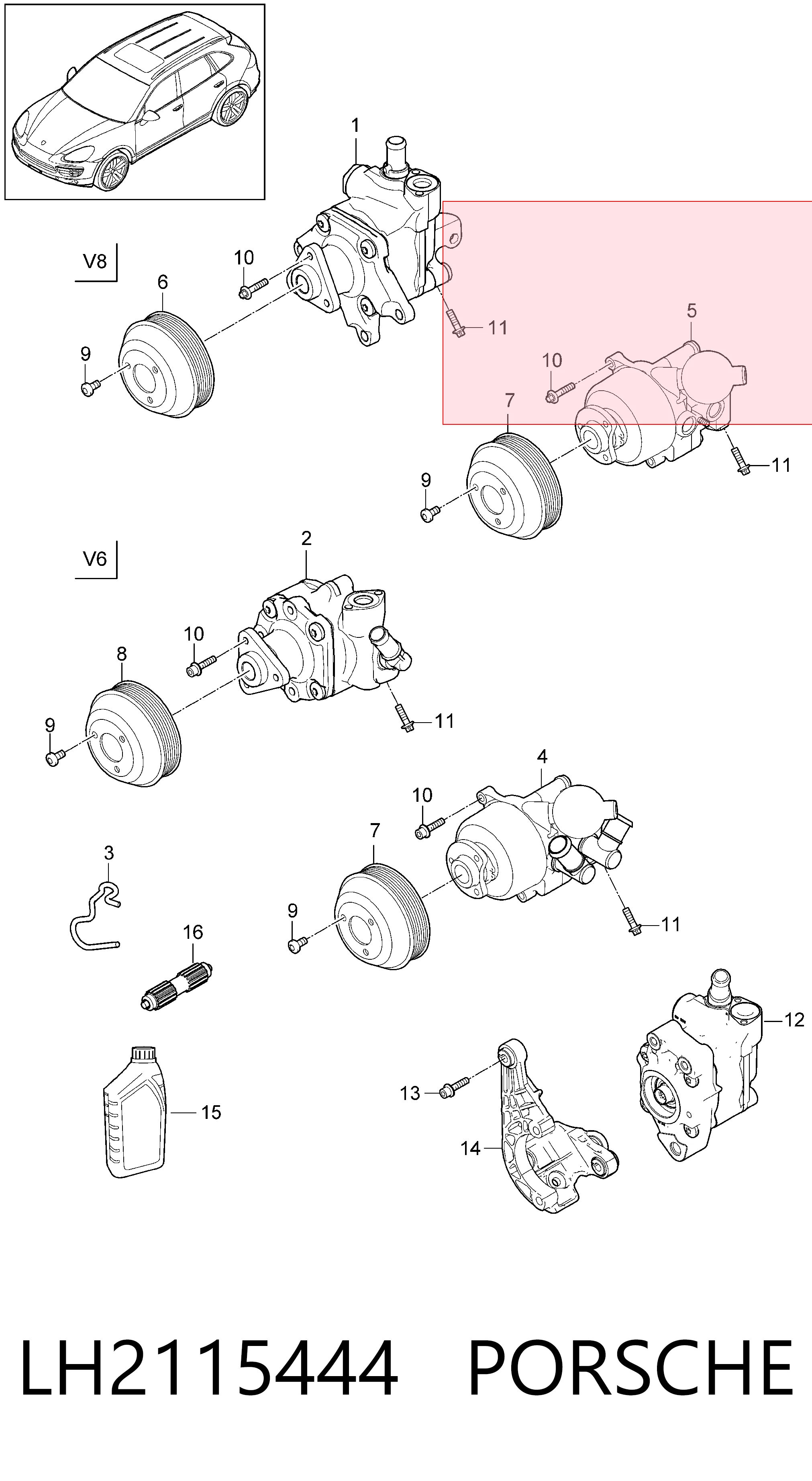LH2115444 Porsche ГУР руля