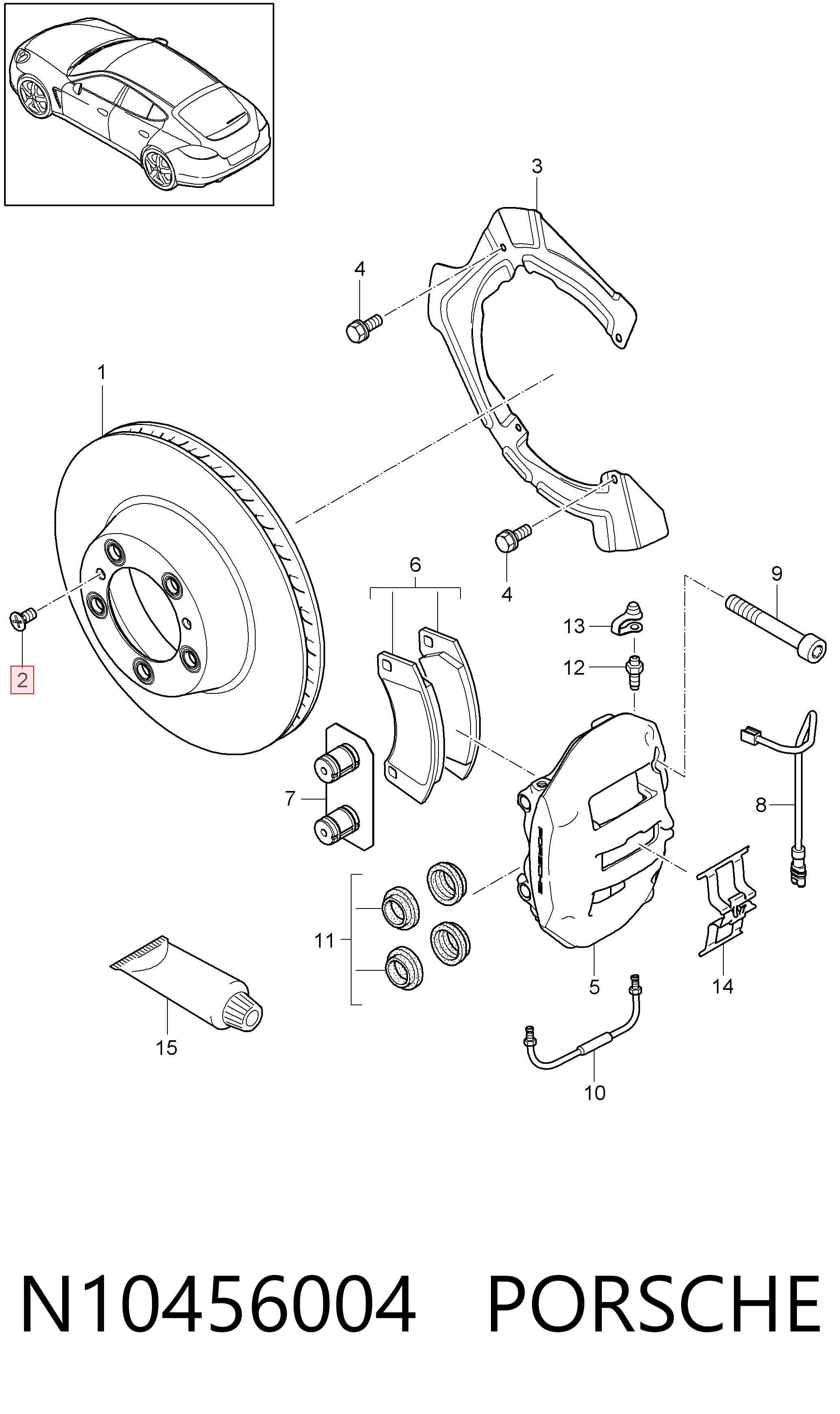 N10456004 Porsche Болт тормозного диска