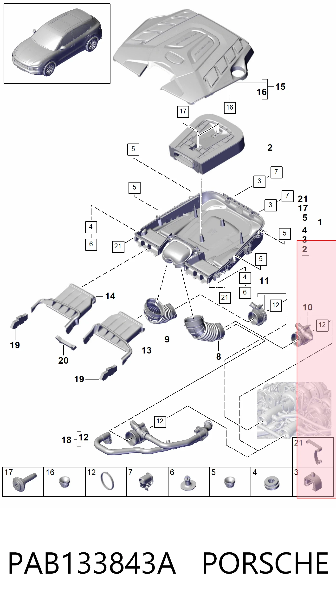 PAB133843A Porsche Воздушный фильтр двигателя