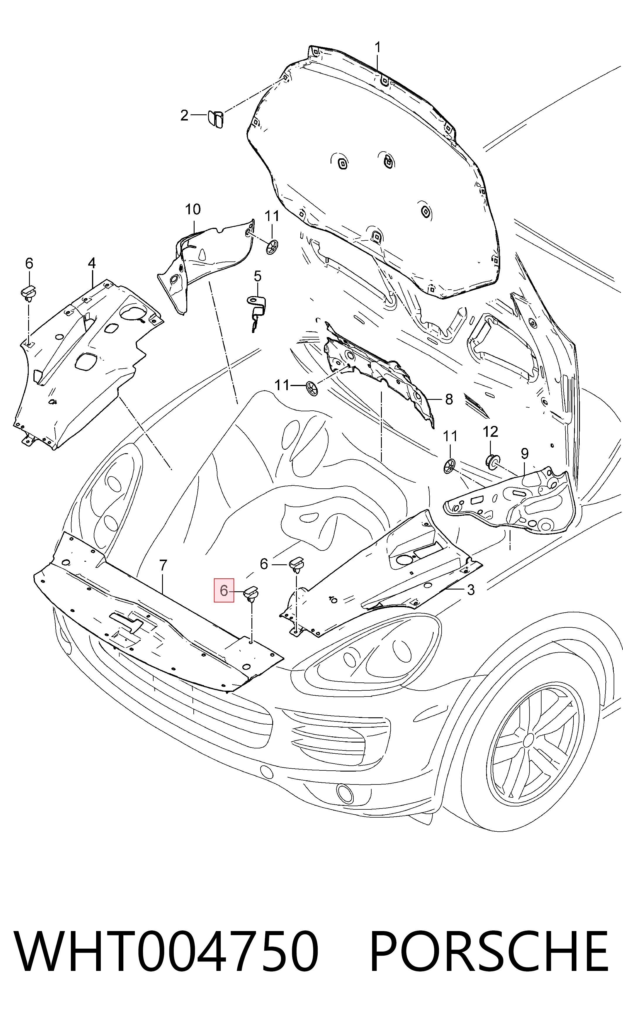 WHT004750 Porsche Клип крепления подкрылка переднего крыла