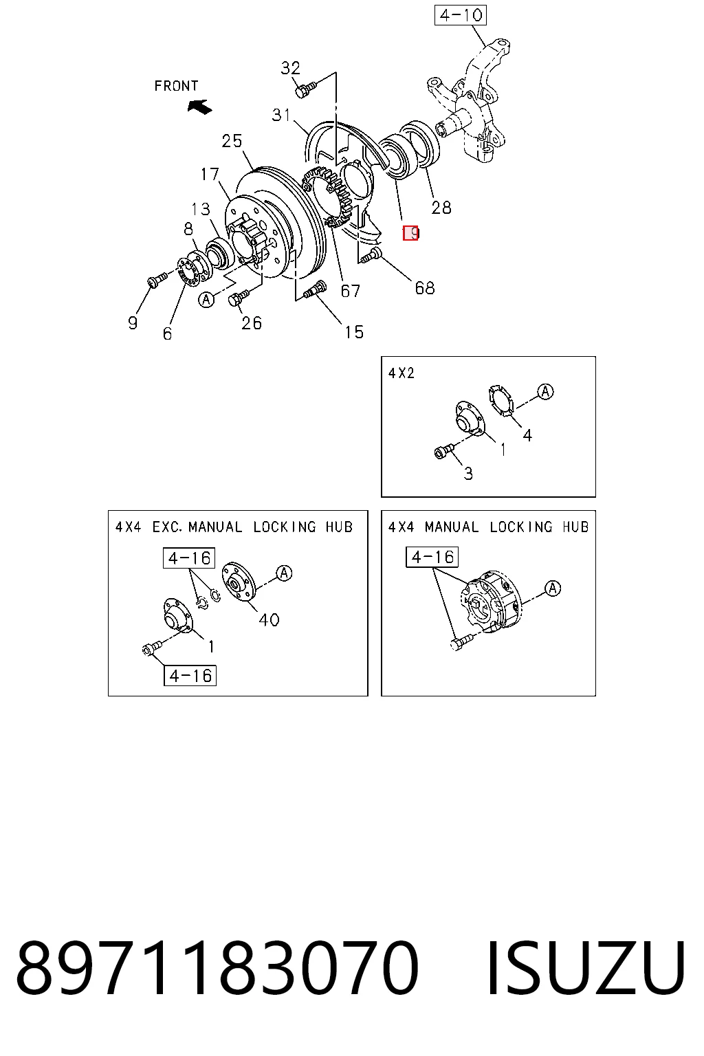 8971183070 Isuzu Передний подшипник колеса