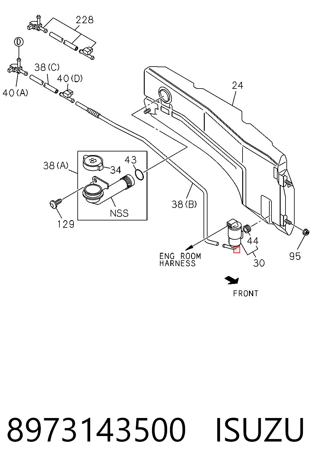 8973143500 Isuzu Мотор омывателя лобового стекла