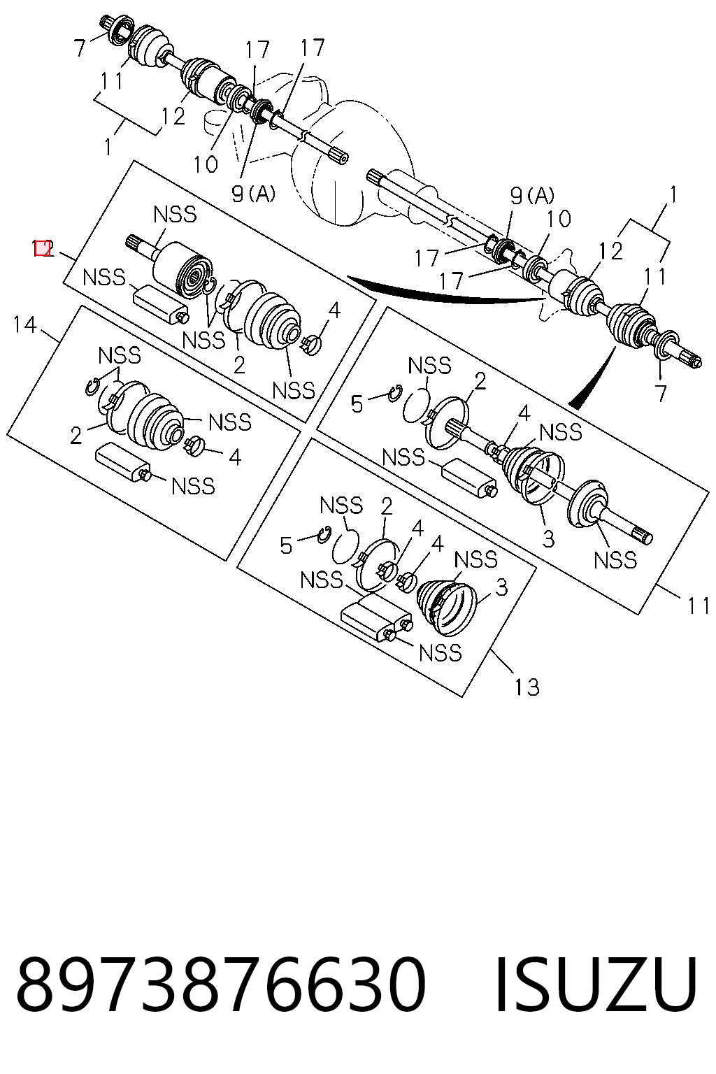 8973876630 Isuzu Полуось передняя левая