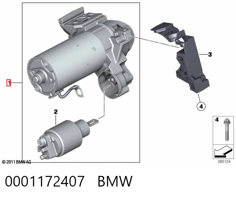 0001172407 BMW Стартер автомобиля