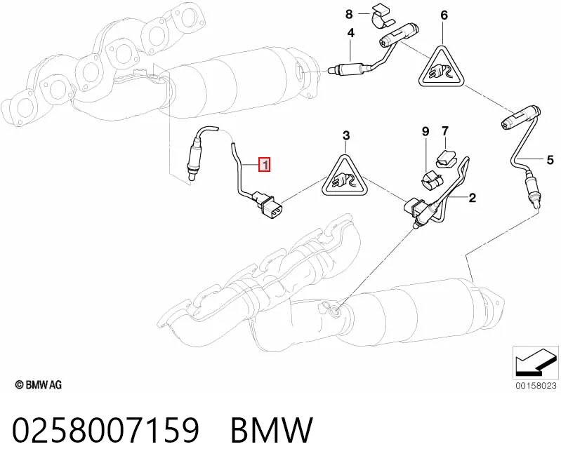 0258007159 BMW Лямбда зонд до катализатора, левый