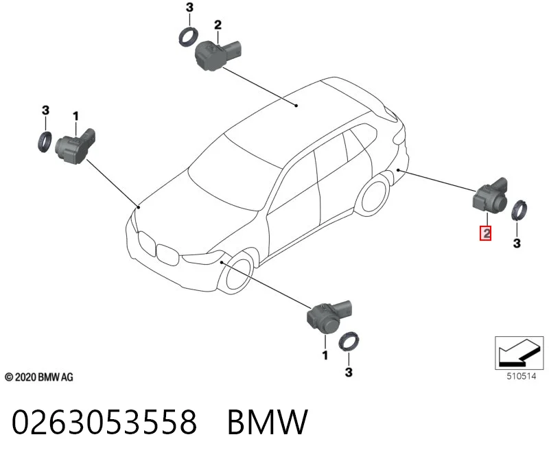 0263053558 BMW Датчик сигнализации парковки (парктроник) задний боковой