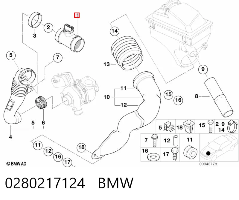 0280217124 BMW Датчик расхода воздуха