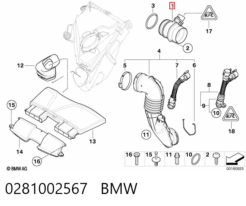 0281002567 BMW Датчик расхода воздуха
