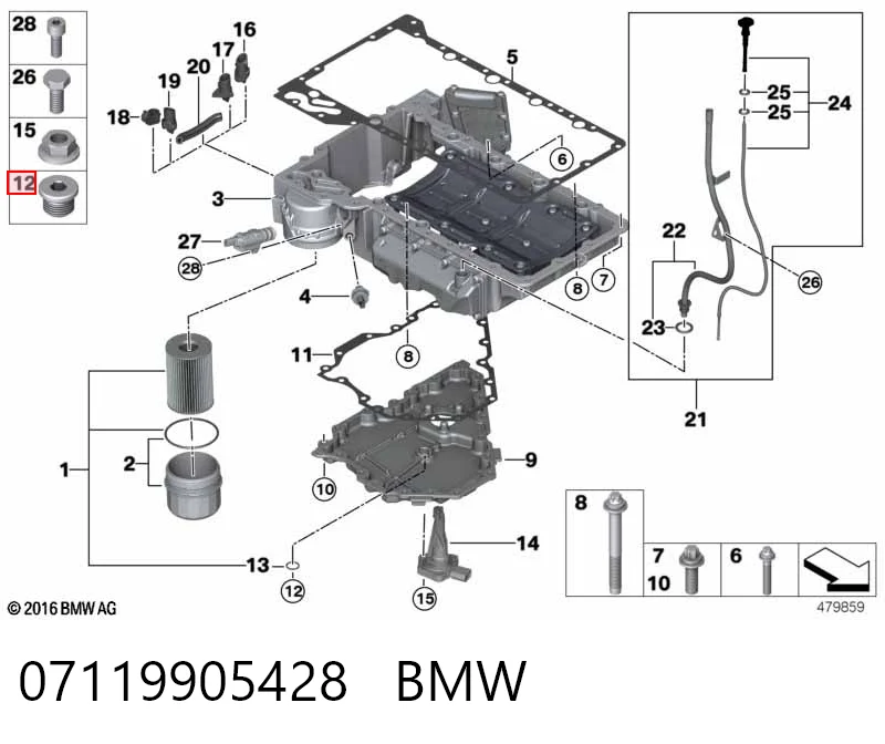 07119905428 BMW Пробка поддона двигателя