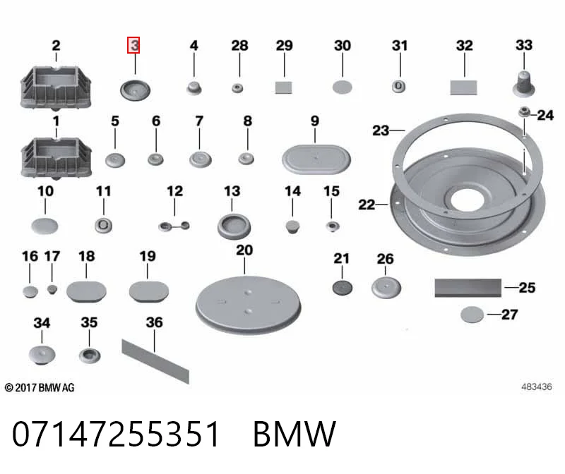 07147255351 BMW Заглушка болта крепления жабо