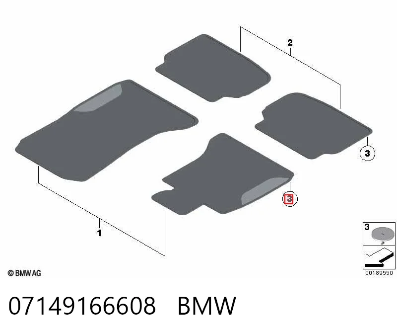 07149166608 BMW Крепеж ковриков салонных комплект