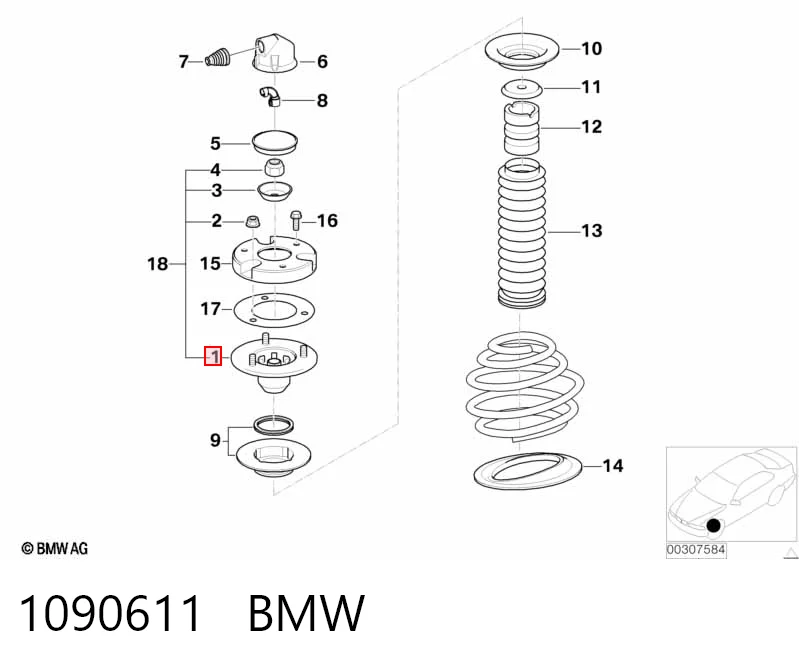 1090611 BMW Подушка амортизатора переднего