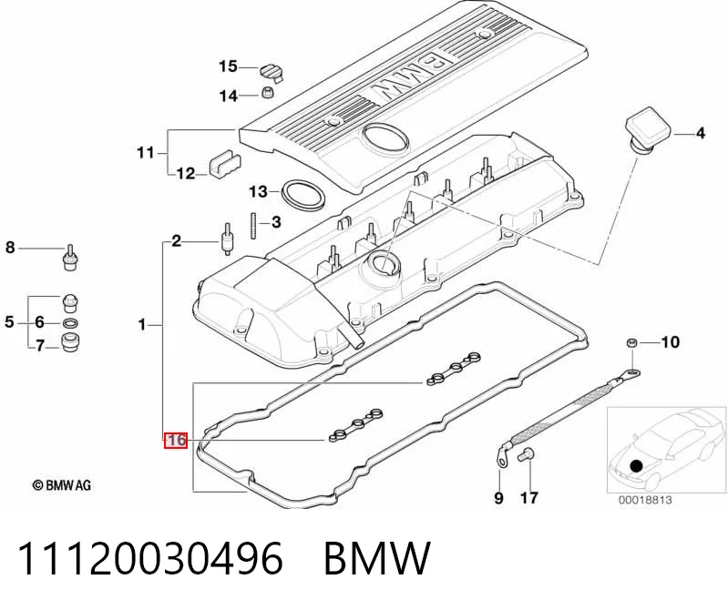 11120030496 BMW Прокладка крышки двигателя комплект