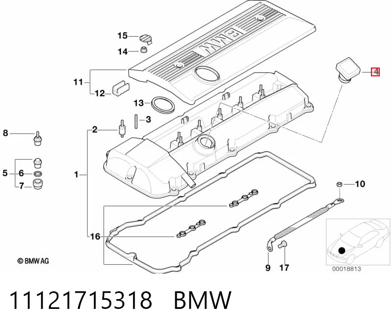 11121715318 BMW Крышка масляной горловины
