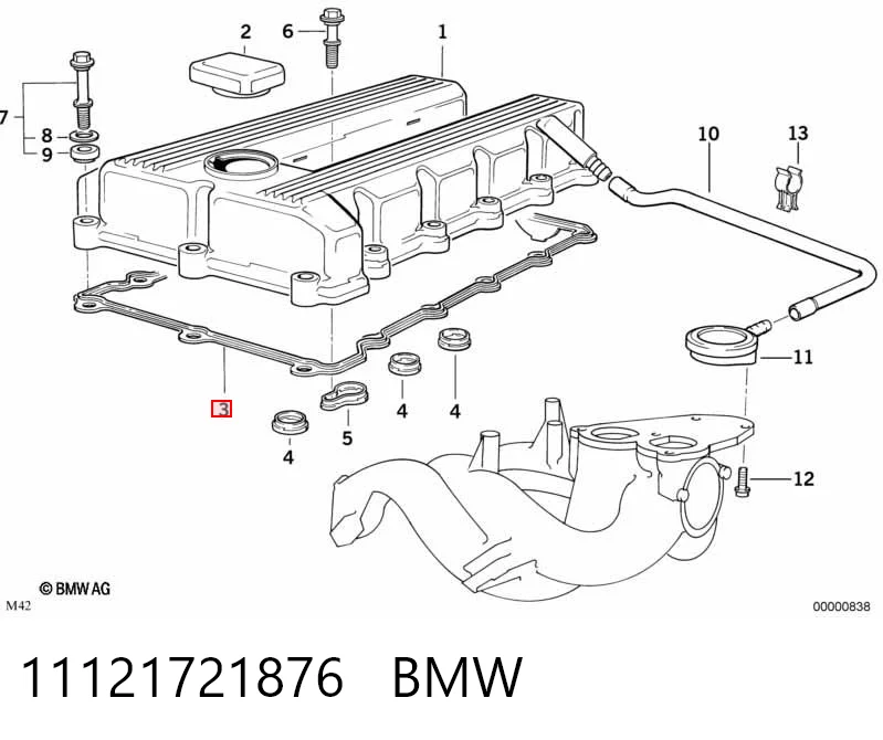 11121721876 BMW Прокладка крышки клапана