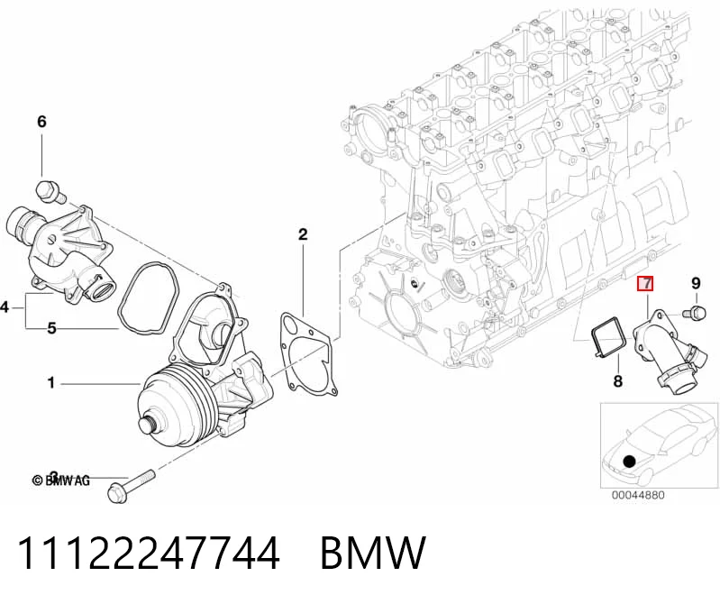 11122247744 BMW Тройник системы охлаждения
