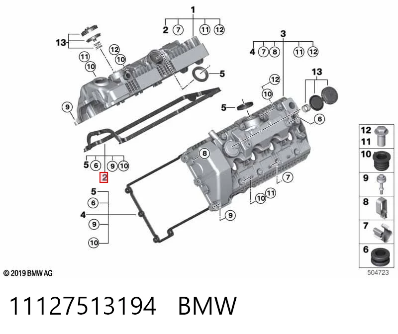 11127513194 BMW Правая прокладка клапанной крышки