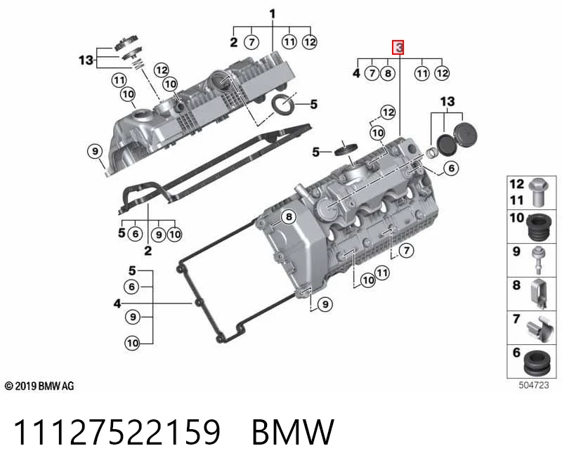 11127522159 BMW Крышка клапанная левая