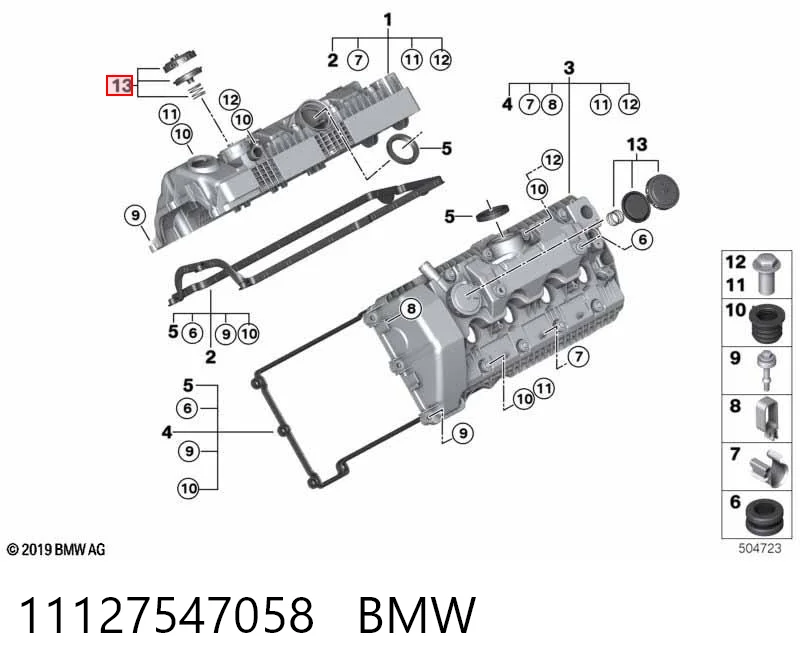 11127547058 BMW Клапан PCV вентиляции картера