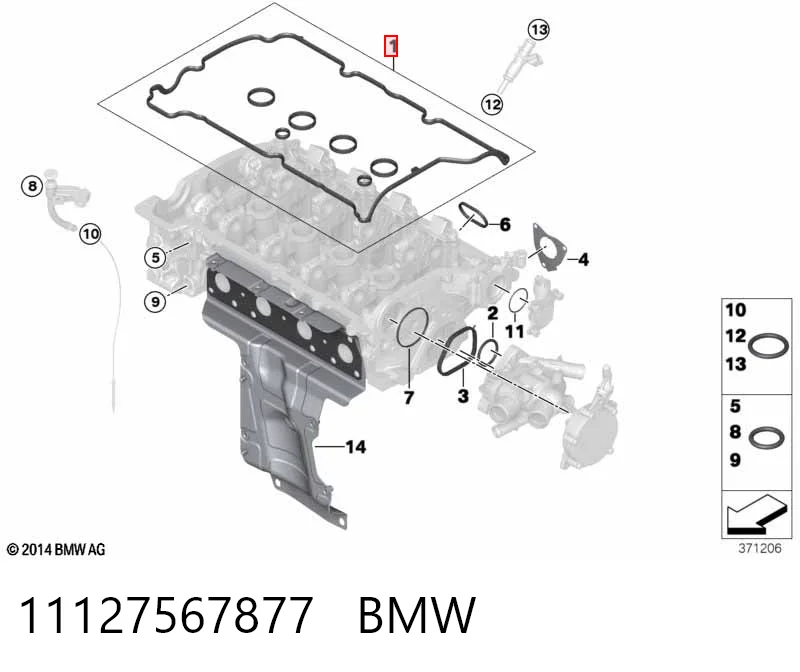 11127567877 BMW Прокладка крышки клапана