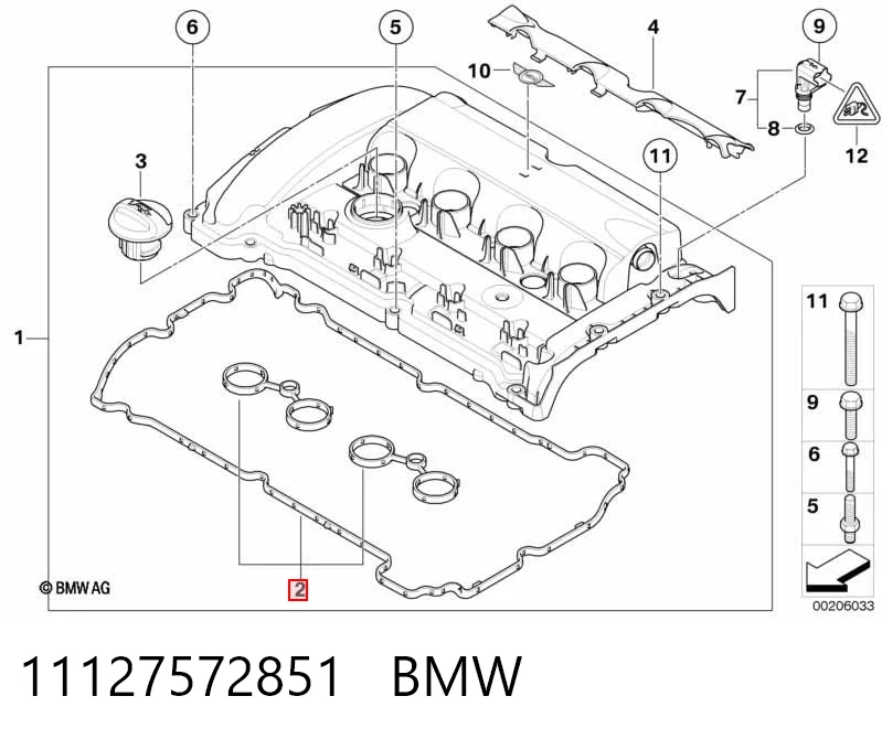 11127572851 BMW Прокладка крышки двигателя комплект