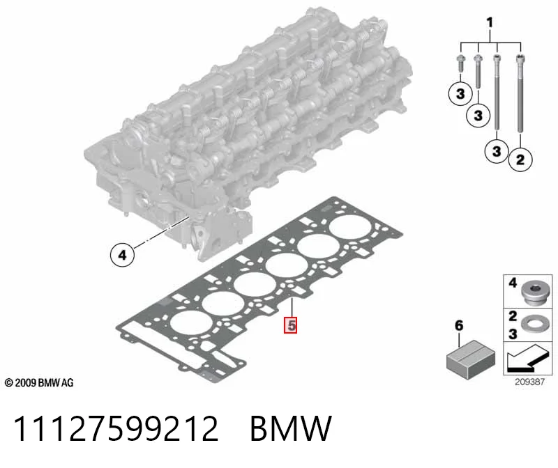 11127599212 BMW Прокладка головки блока