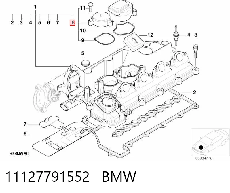 11127791552 BMW Клапан PCV вентиляции картера