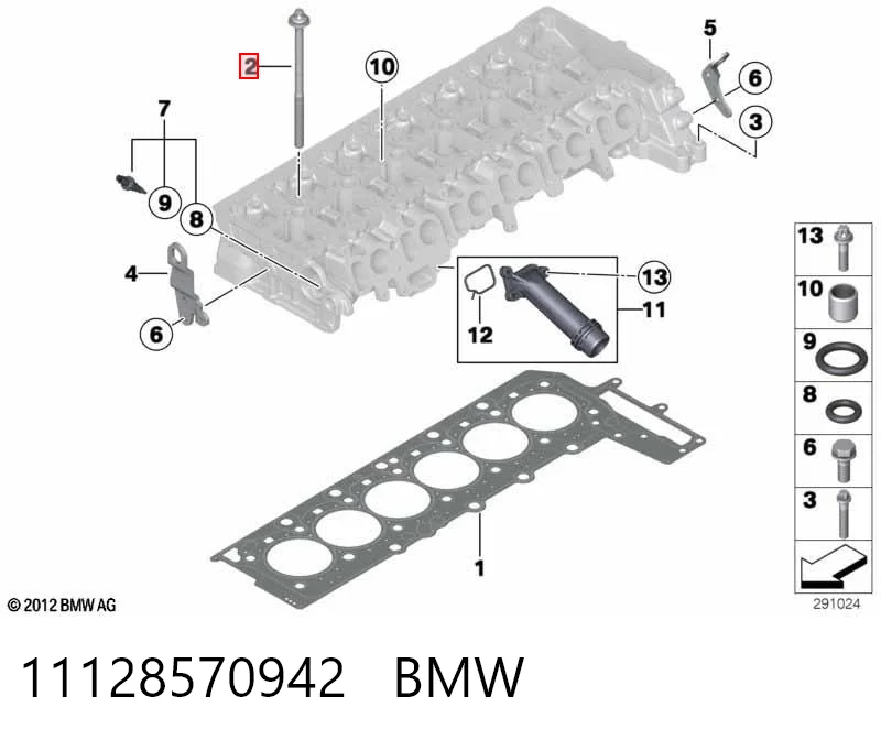 11128570942 BMW Болт крепления головки блока цилиндров