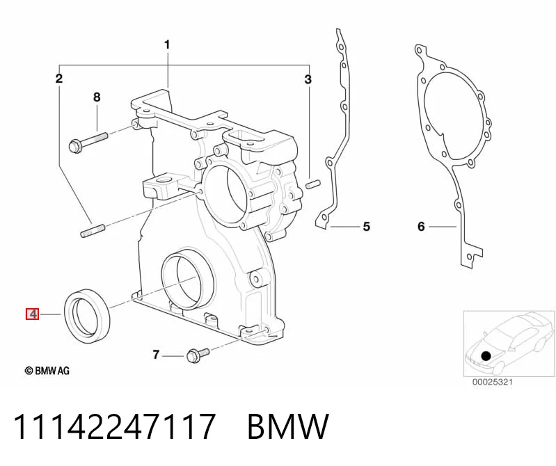 11142247117 BMW Сальник коленвала двигателя, передний