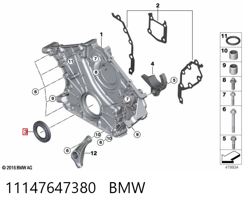 Сальник коленчатого вала BMW 5 седан (F10) (2009 - 2016) цена, от 19.63 USD