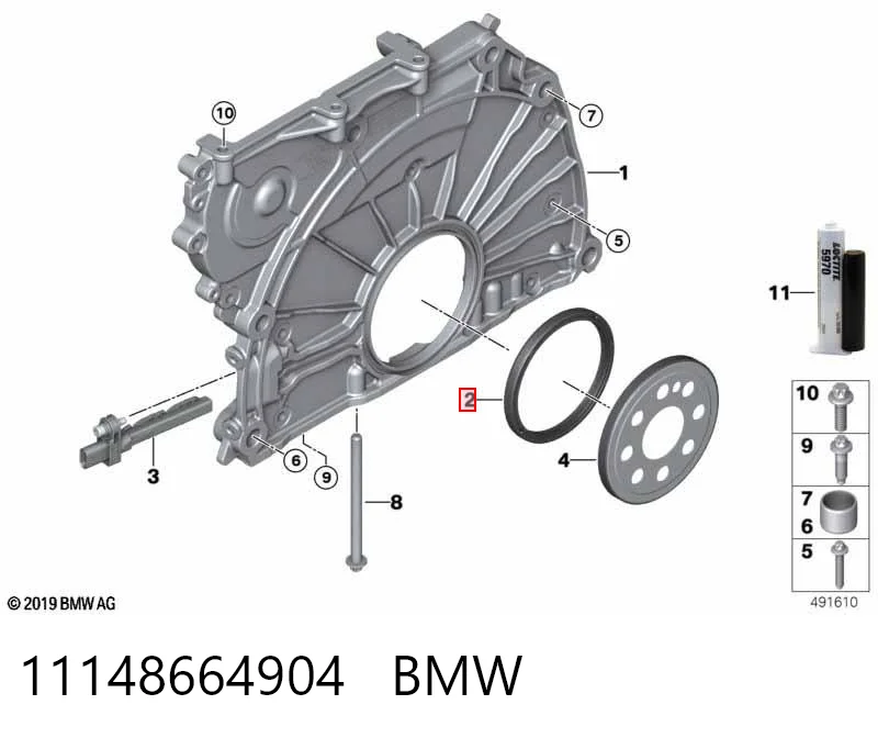 11148664904 BMW Сальник коленвала двигателя, задний