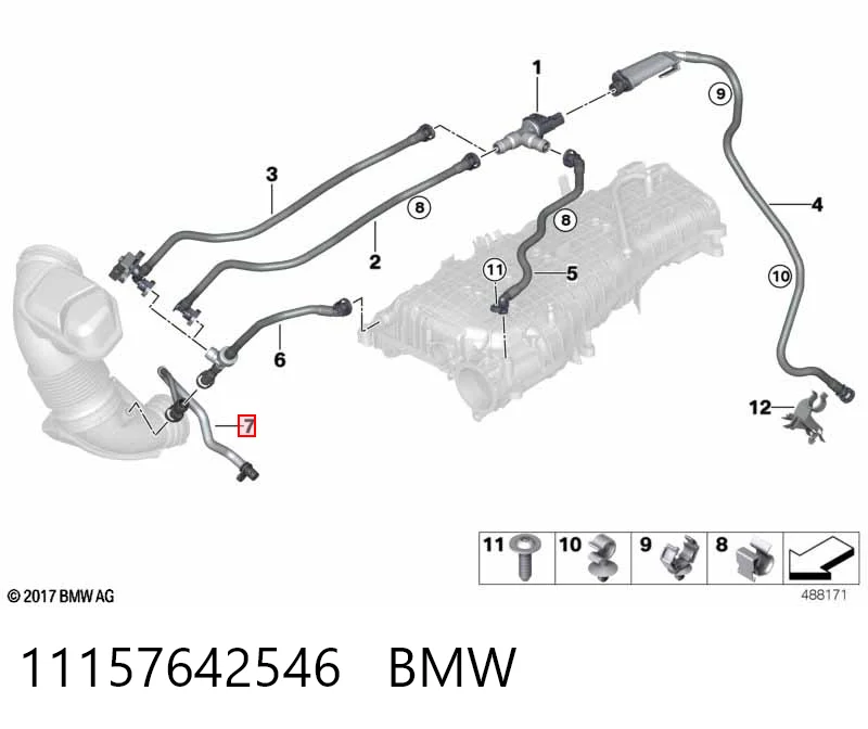 11157642546 BMW Шланг для удаления воздуха