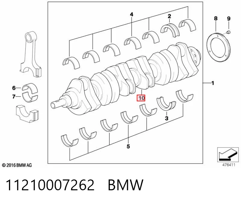 Коленвал двигателя на BMW 5  E60