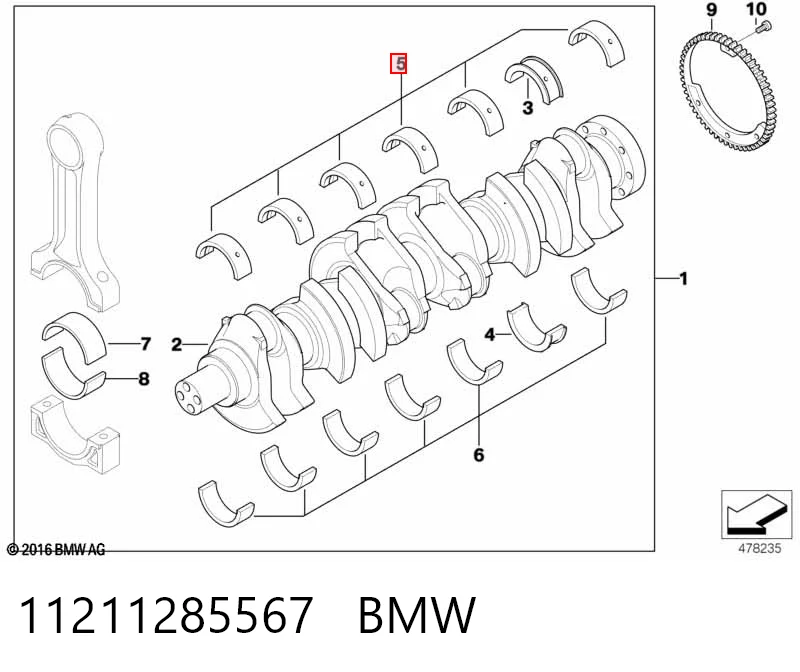 Коренные вкладыши коленвала комплект (STD) BMW 1706847