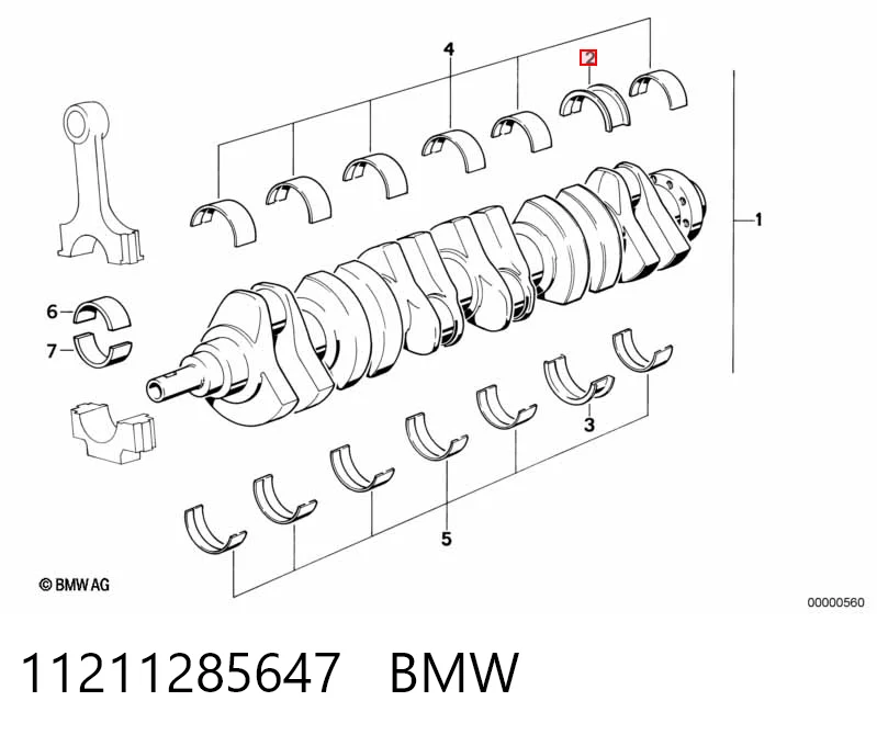Вкладыши коленвала коренные, комплект, 2-й ремонт (+0,50) M7468050 AE