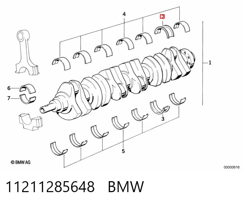 Вкладыши коленвала коренные, комплект, 2-й ремонт AE M7468050
