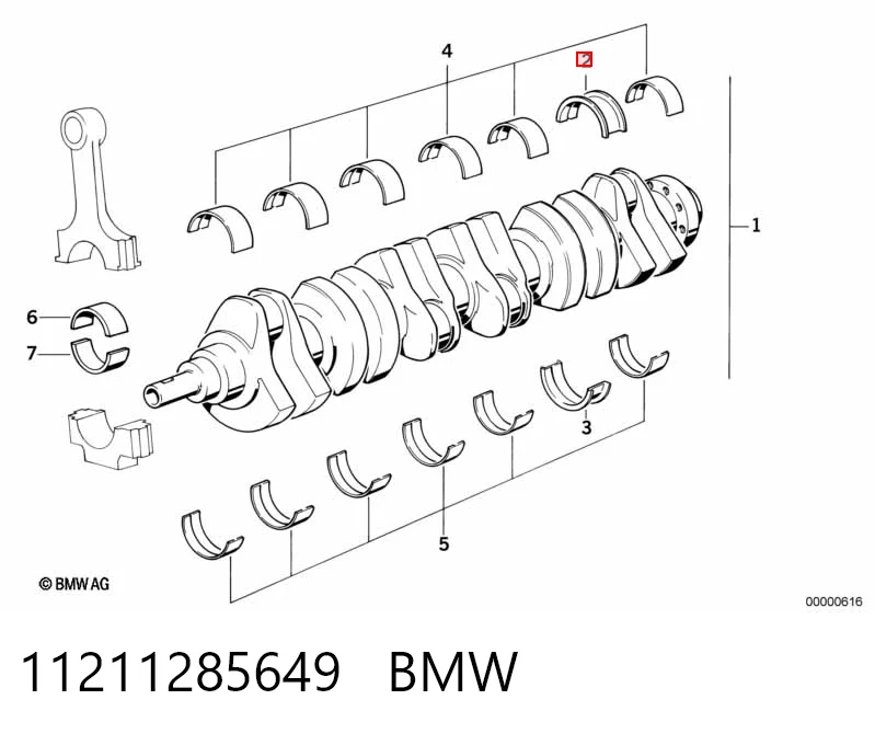 M7468050 AE Комплект коренных вкладышей коленвала , 2-й ремонт