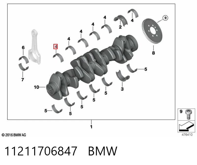 1706847 BMW Подшипник скольжения коленвала