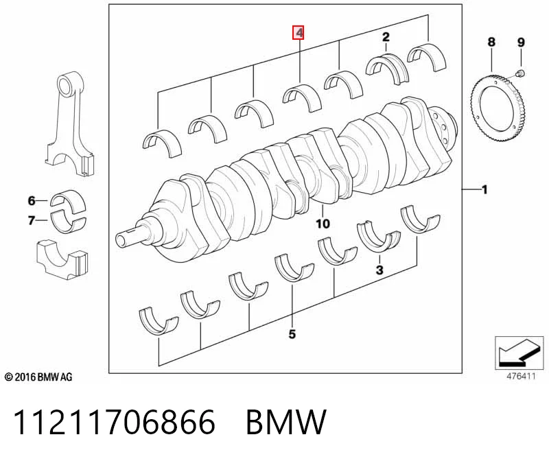 MB7039AM050 King Комплект коренных вкладышей коленвала , 2-й ремонт