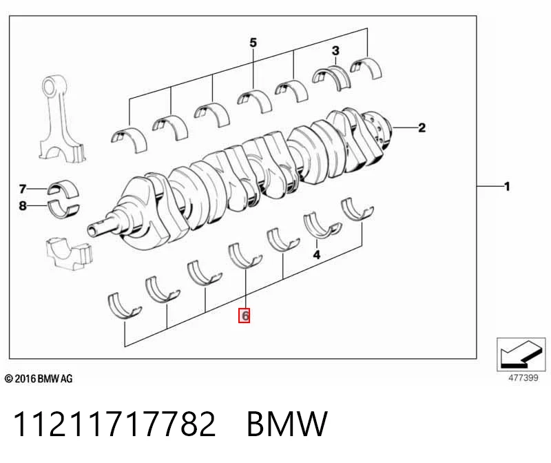 Вкладыши коленвала, коренные, комплект, 2-й ремонт (+0,50) King MB7039AM050 цена, от 52.33 USD