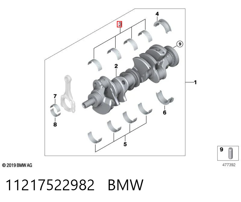 11217522982 BMW Подшипник скольжения коленвала
