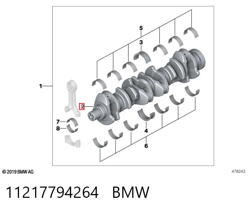 Вал коленчатый и маховик BMW 5 универсал (E61) (2003 - 2009) цена, от 545.37 USD