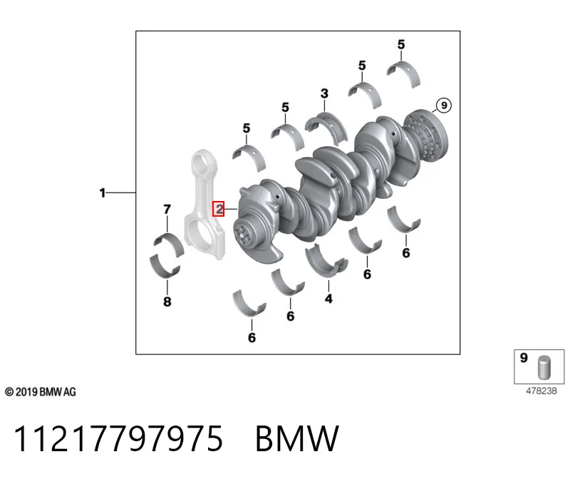 Вал коленчатый и маховик BMW 1 хэтчбек (E81) (2006 - 2012) цена, от 475.76 USD