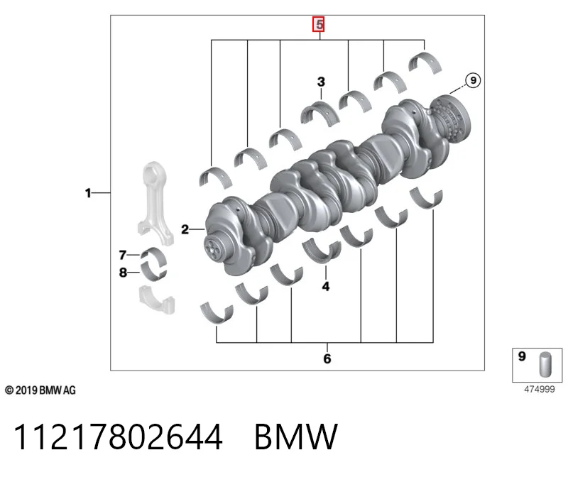11217802644 BMW Комплект подшипников скольжения коленвала