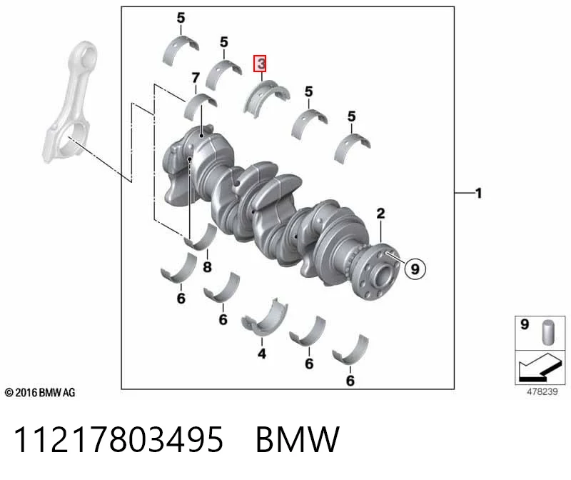 11217803495 BMW Комплект подшипников скольжения коленвала