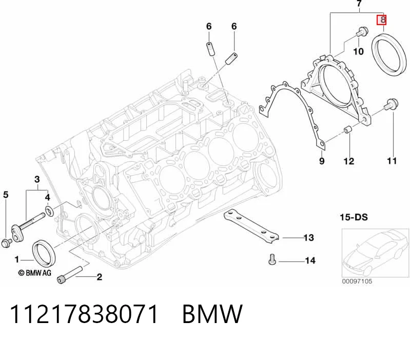  Сальник коленвала задний BMW 3 