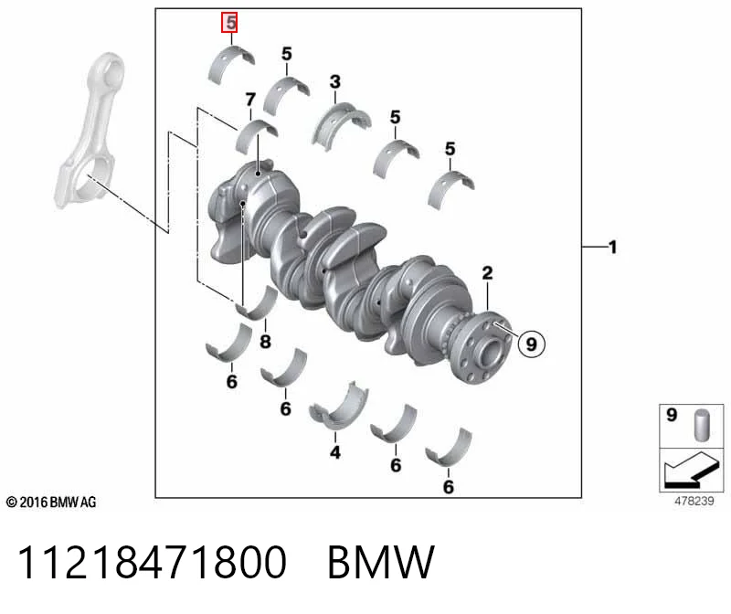 11218471800 BMW Комплект подшипников скольжения коленвала
