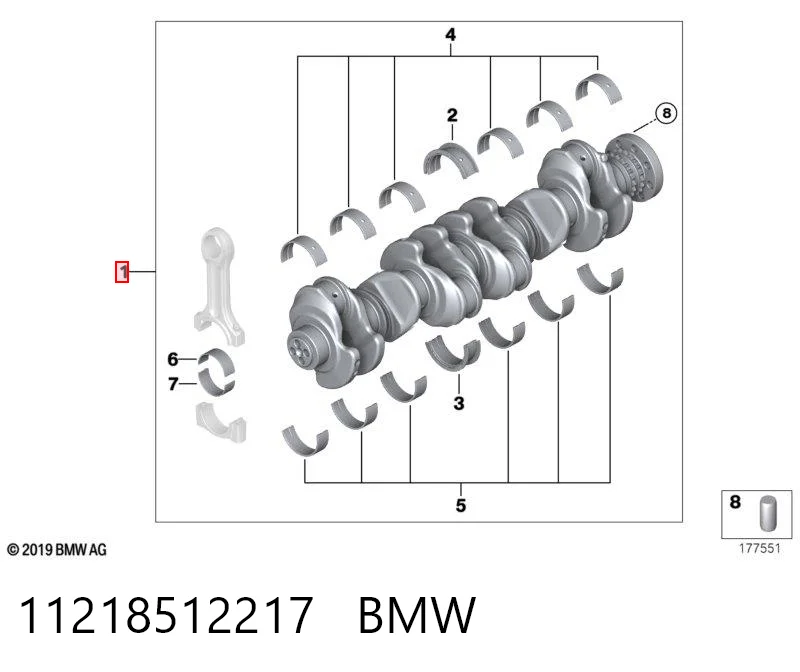 11218512217 BMW Коленвал двигателя