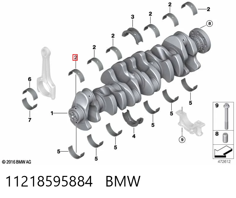 11218595884 BMW Комплект подшипников скольжения коленвала